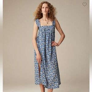 J. Crew Cotton voile ruffle-trim shift dress in cobalt floral